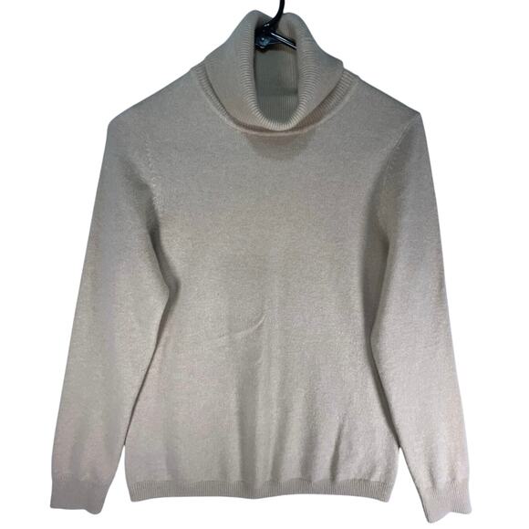 Talbot's 100% Pure Soft Cashmere Beige Turtleneck Pullover Sweater, Size: Medium - Picture 1 of 7